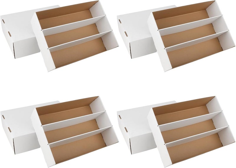 HIMOMO 4 Pack Trading Card Storage Box, 2340 Count Card Storage Box White Sports Cards Storage Box Card Organizer Box Trading Card Box for Storing Protecting and Organizing Soccer Basketball Game Cards - Image 1